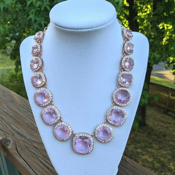 Kate Spade Necklace Large Pink Crystal 